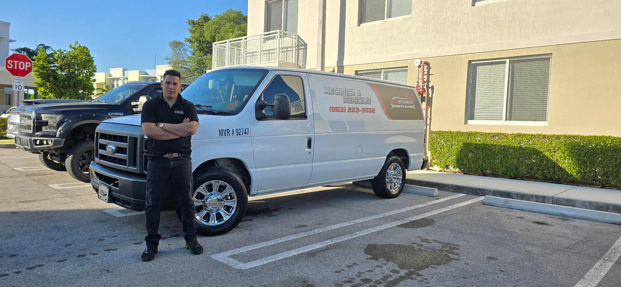 Reiner Sosa with RSG Mobile Mechanics van